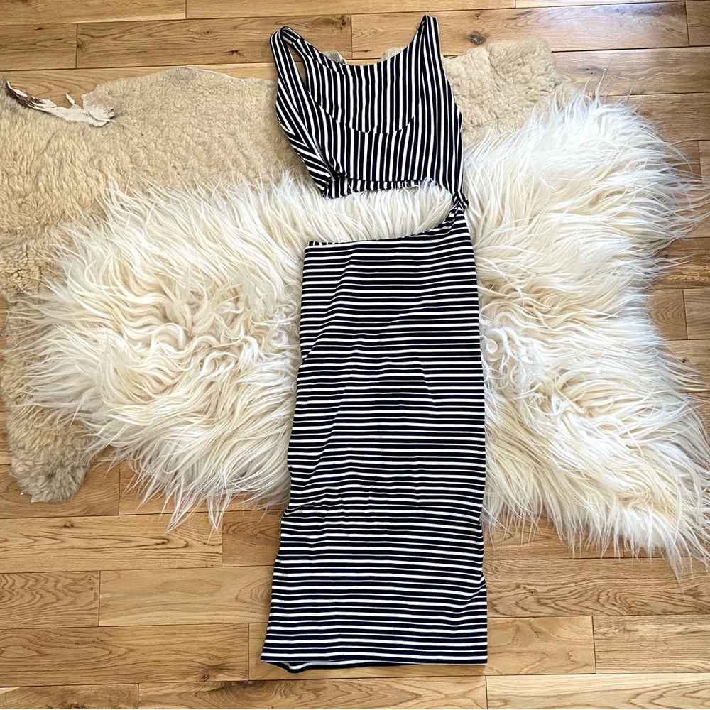 Zara Cut Out Striped Dress - Picture 8 of 9